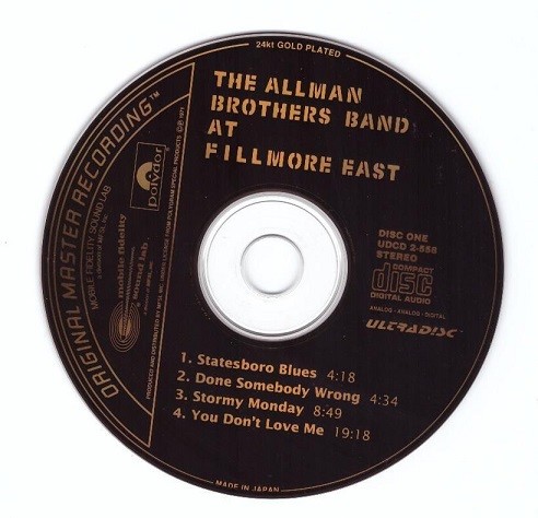 Allman Brothers,The. - At Fillmore East. MFSL 24K Gold CD
